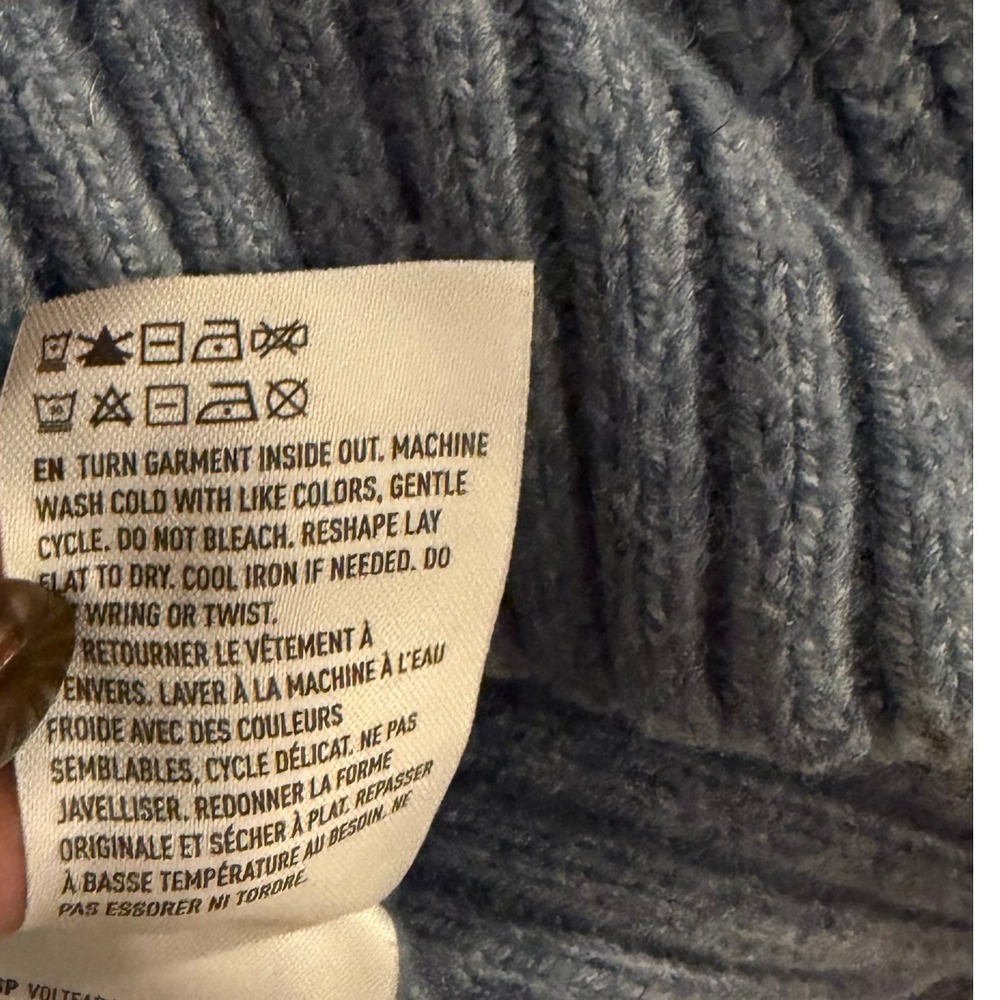 American Eagle Light Blue Textured Knit Crew Neck Sweater Women's Size S - Picture 5 of 7